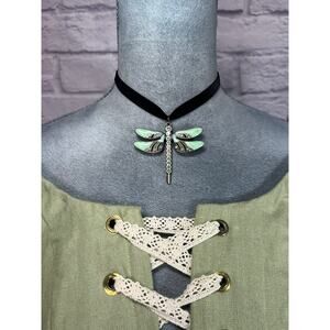 Handmade enamel painted dragonfly choker necklace